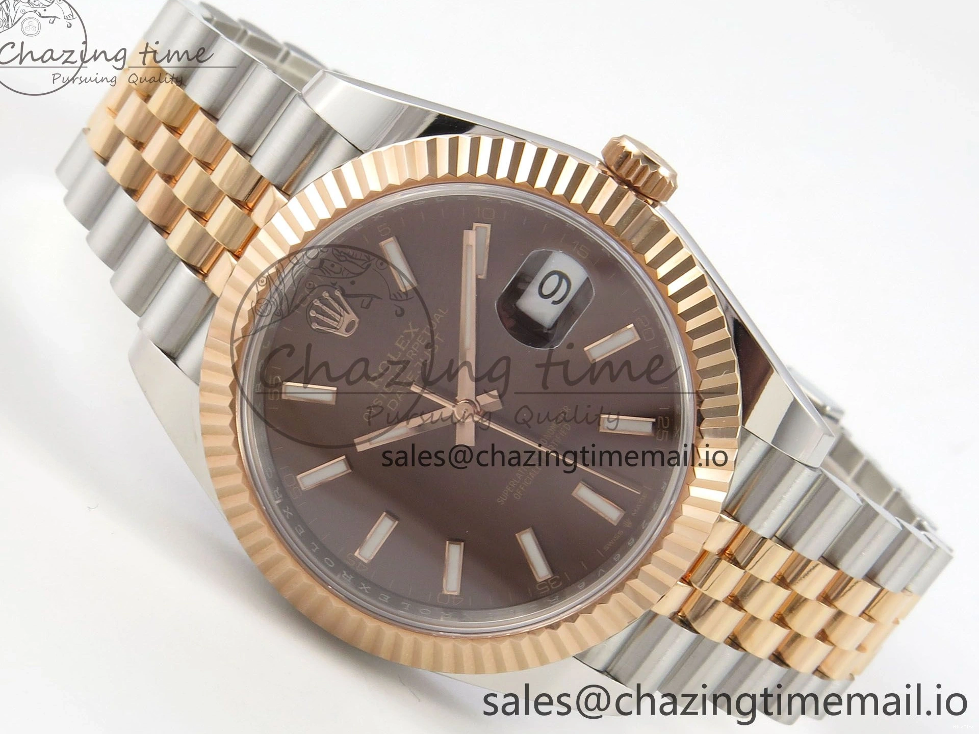 MiroTime 0202 DateJust 41 126331 SS RG ARF 1:1 Best Edition Brown Stick Dial on Jubilee Bracelet SH3235 (Weighted) TopPick 196